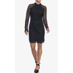 Sequin‎ Hearts Black Dress Sz 7 Lace Overlay High Neck Whimsigoth Romantic Chic